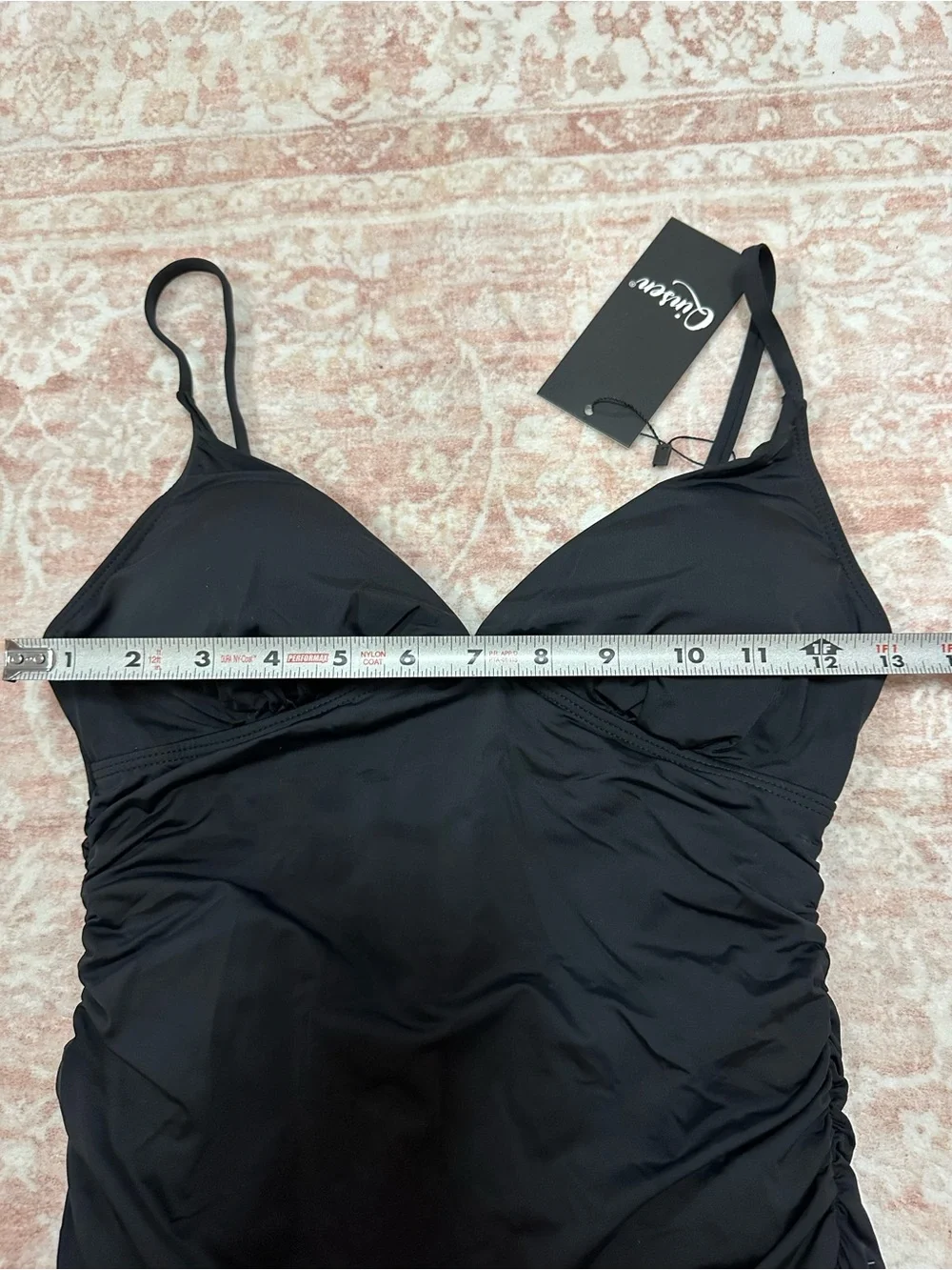 NEW 🖤Swim Black Ruched Swimdress - V-Neck - Picture 9 of 12